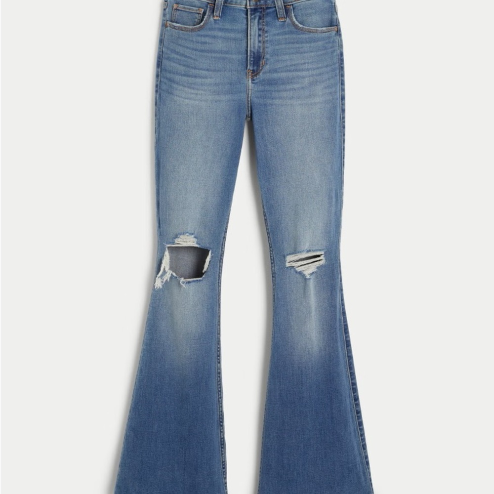 Hollister HIGH-RISE RIPPED MEDIUM WASH VINTAGE FLARE JEANS